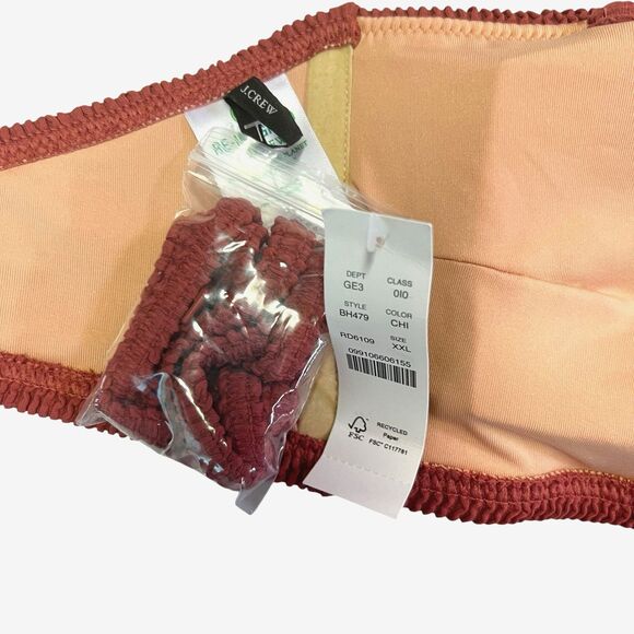 NWT J. Crew Rust Brown Scrunchie Sweetheart Bikini Top Size 2XL XXL Beach Resort - Picture 6 of 16